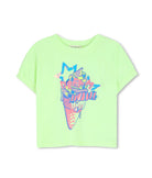Billieblush girls neon green ice cream print t-shirt front view short sleeve