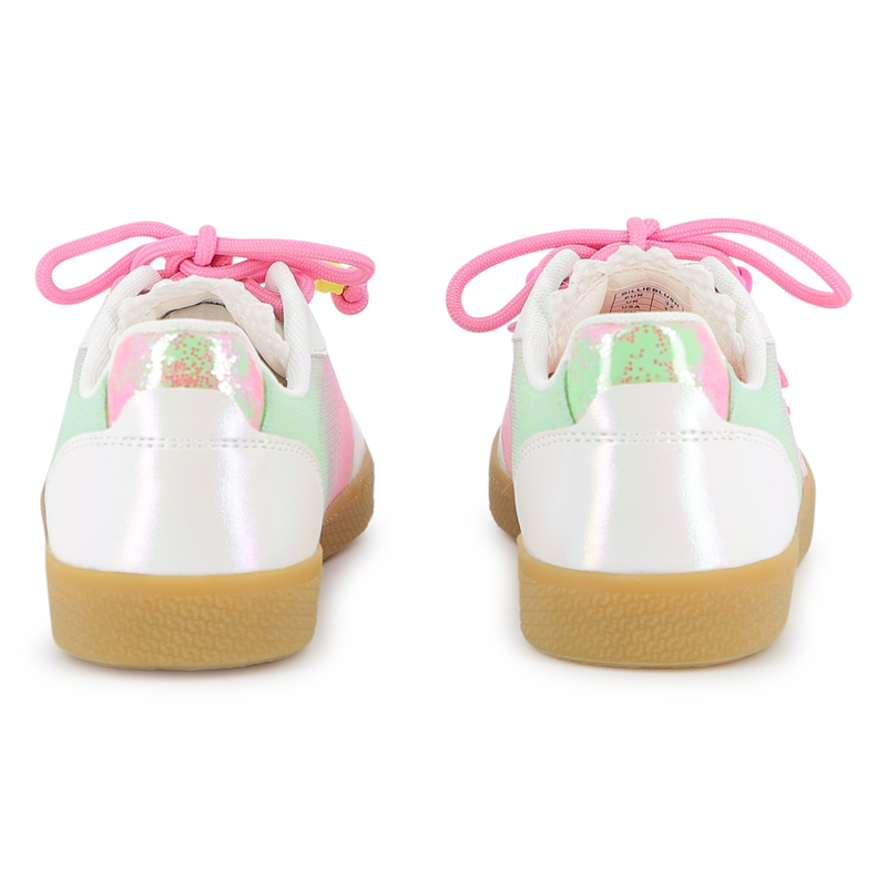 Billieblush girls trainers pastel pink green back view gum sole