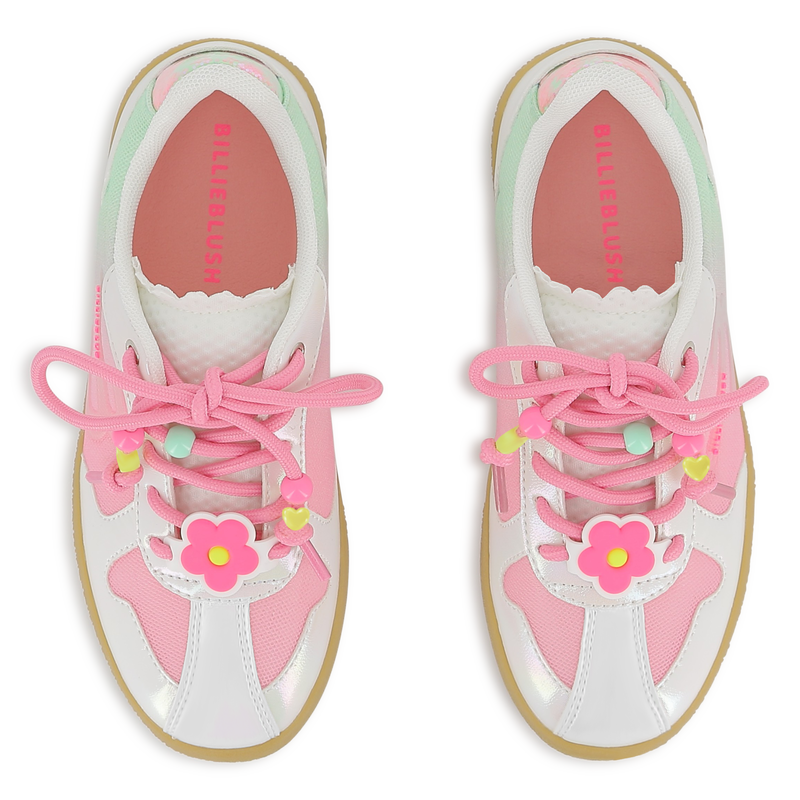 Billieblush girls trainers top view beaded lace detail flower charm