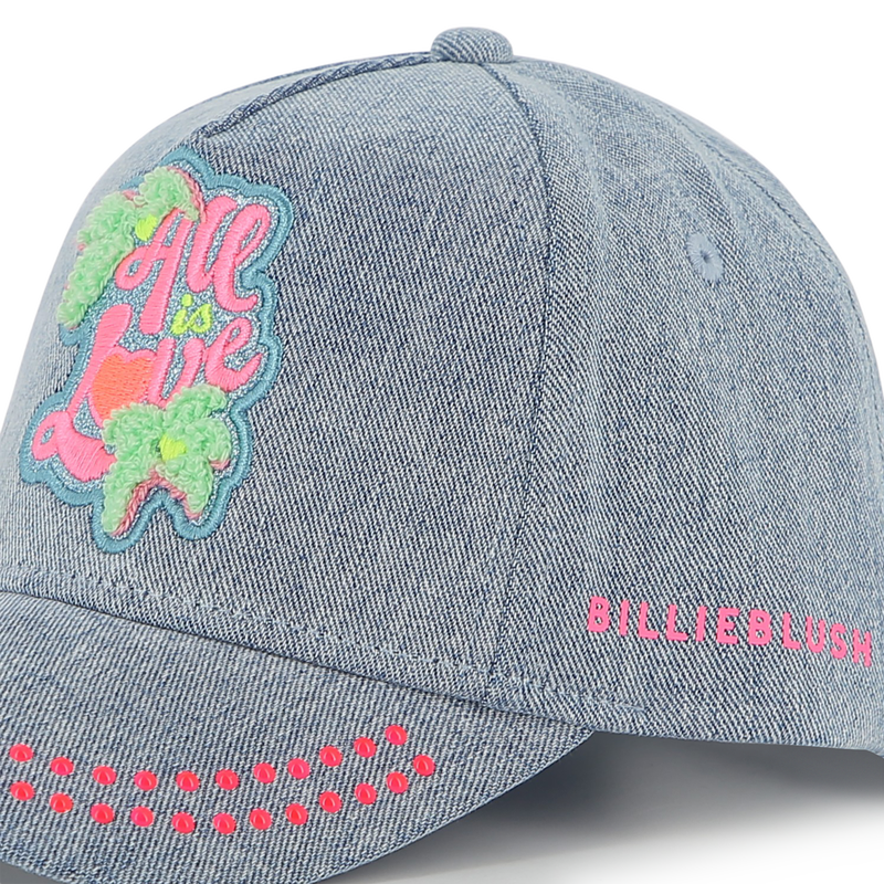 Billieblush girls blue denim cap neon rhinestone brim detail side logo