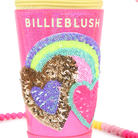 Billieblush girls pink sequin milkshake handbag close up rainbow heart detail