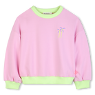 Billieblush girls pink sweatshirt front view palm detail neon rib trim