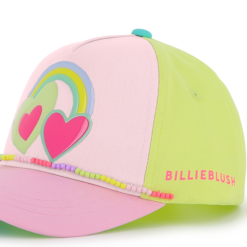 Billieblush girls cap rainbow and heart detail close up bead trim