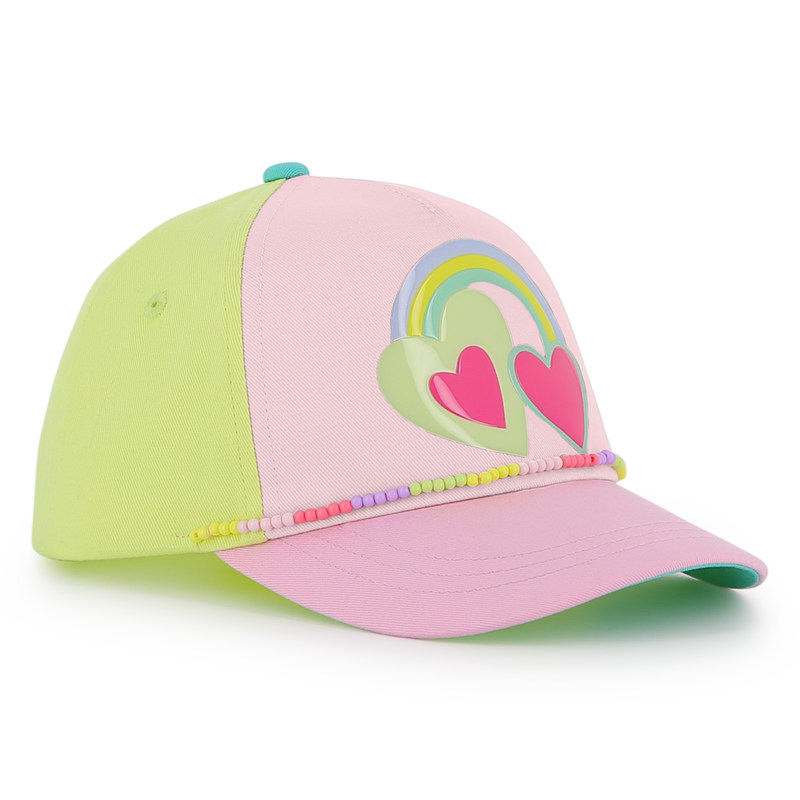 Billieblush girls pink and green cap rainbow heart detail front view