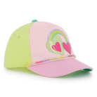 Billieblush girls pink and green cap rainbow heart detail front view