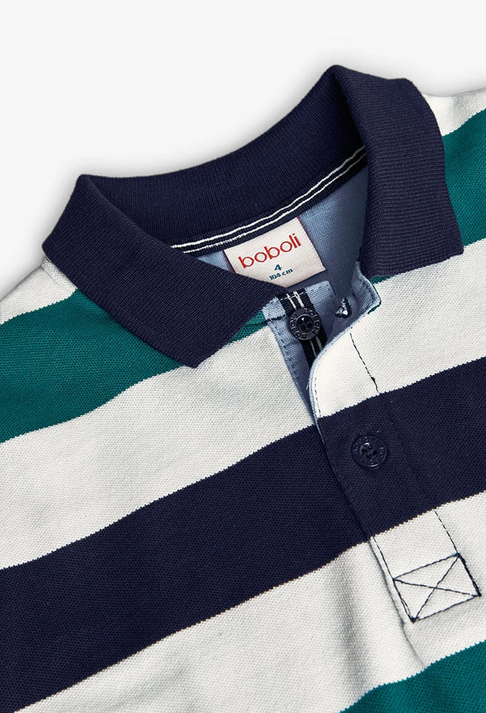 Close-up of Boboli cotton polo collar and button placket