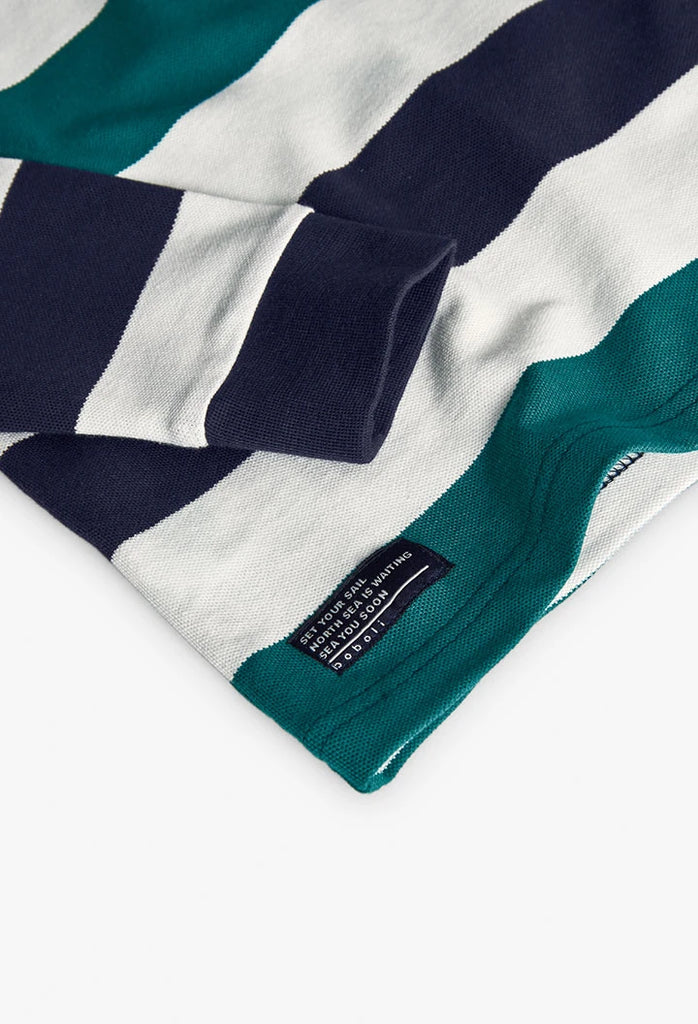 Cuffed sleeve detail on Boboli Free Spirit striped polo top for boys