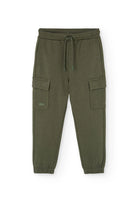 Boboli boys’ khaki 100% cotton fleece jogger trousers with cargo pockets