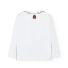 Back of Boboli boys white long-sleeve cotton T-shirt