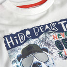 Close-up of animal graphic and “Never Get Tired” slogan on Boboli boys T-shirt