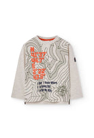 Boboli Beige Map Print Cotton Top with coordinate detail