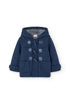 Boboli boys navy duffle coat with hood and classic toggle fastenings