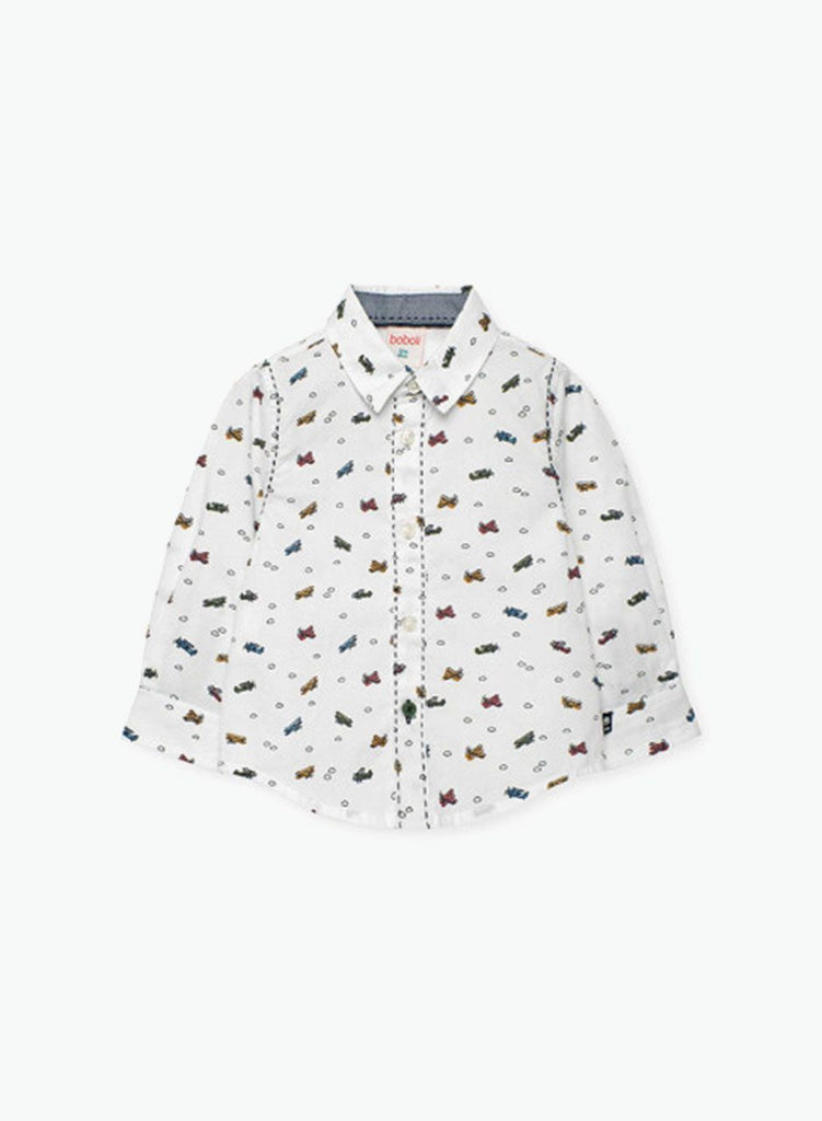 Boboli Boys Helicopter Print Poplin Shirt front view – cotton occasion shirt for boys
