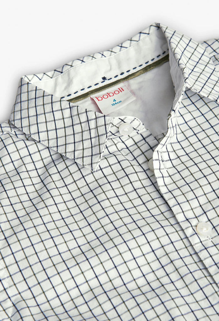 Boys occasion wear check shirt with classic collar and button fastening