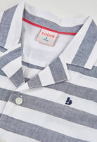 Boboli boys linen shirt collar detail blue stripe