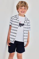 Boboli baby boys snd toddler summer linen shirt blue stripes