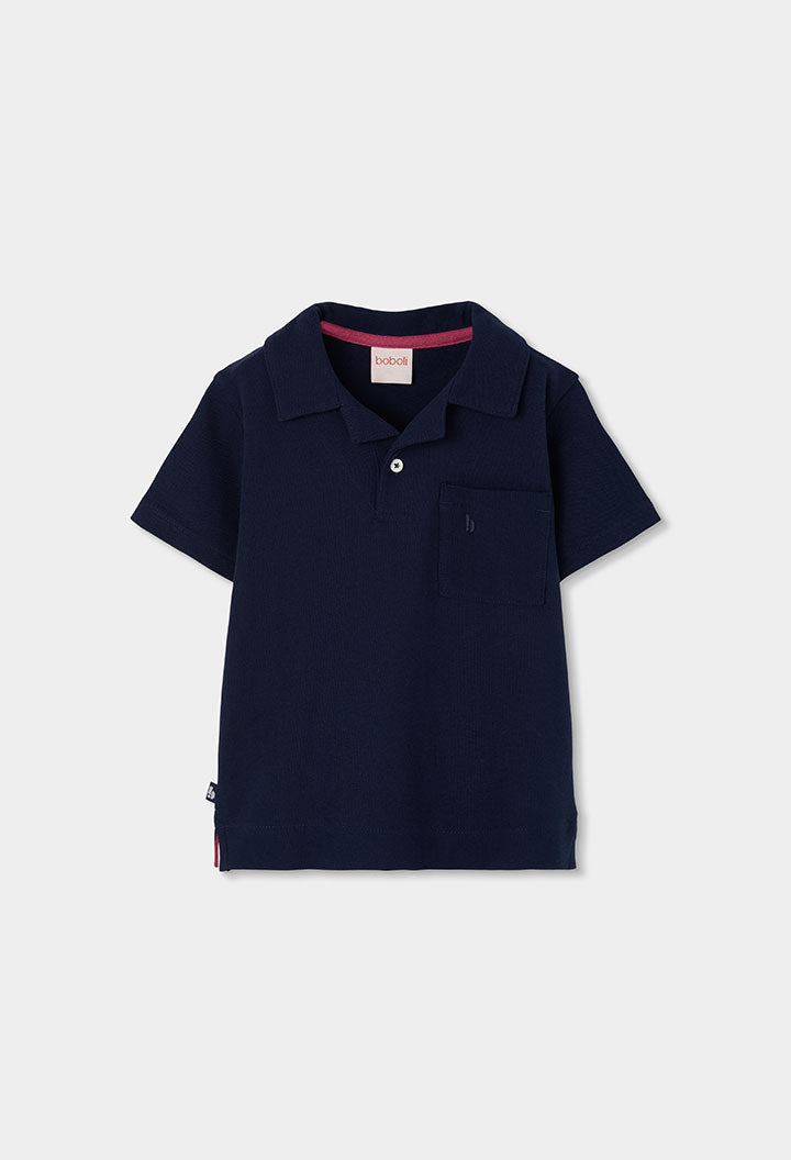 Boboli boys baby toddler navy polo top front view