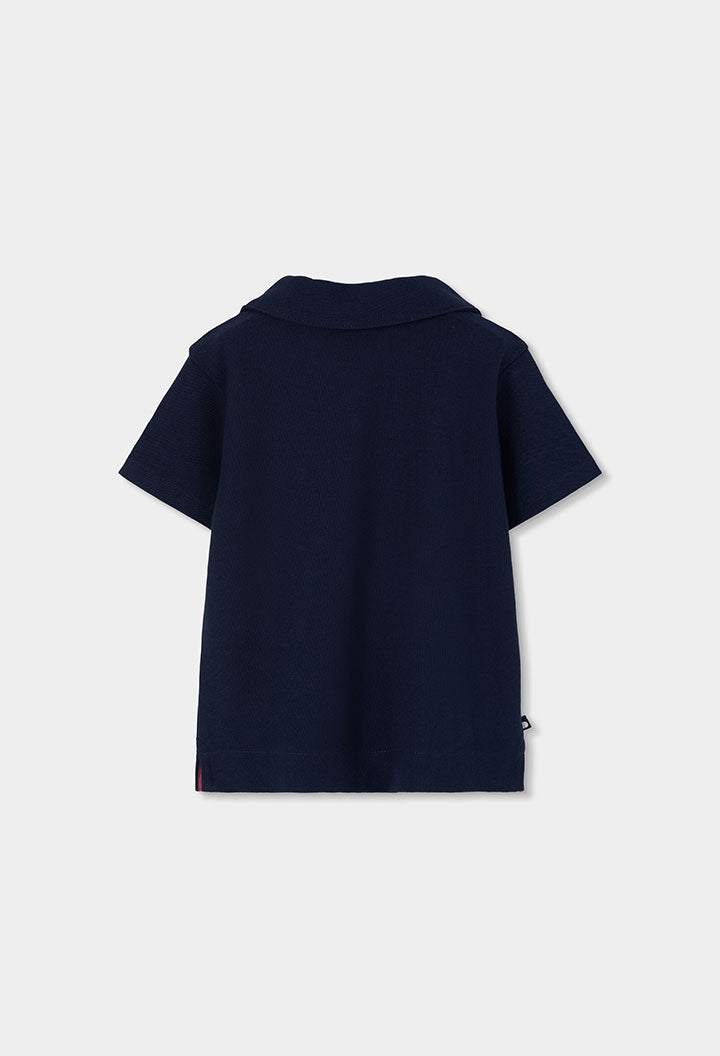 Boboli boys baby toddler navy polo top back view