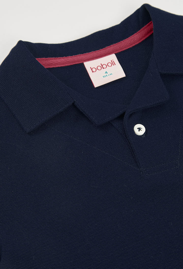 Boboli boys navy polo collar and chest pocket detail