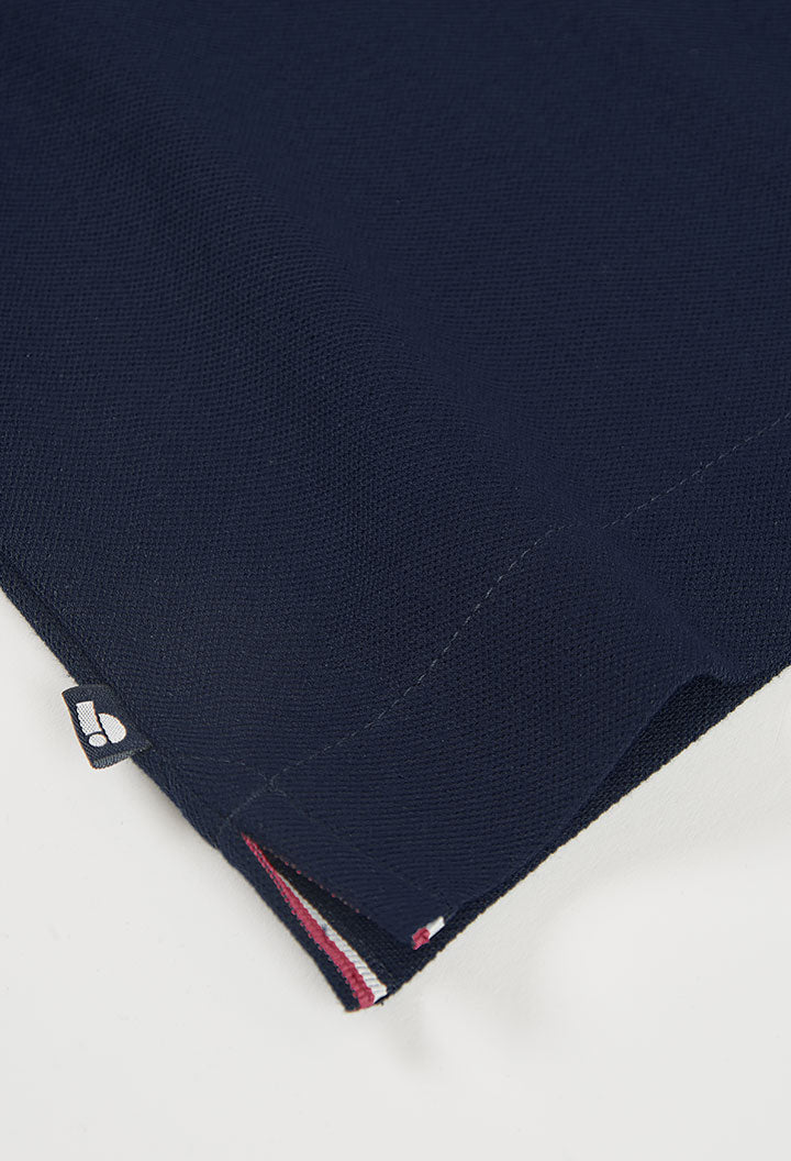 Boboli boys navy polo top hem detail with side tab