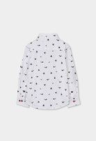 Boboli boys white whale print smart shirt back view