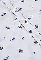 Boboli boys whale print cotton shirt contrast stitching detail