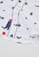 Boboli boys white shirt red button and have a nice day tag detail