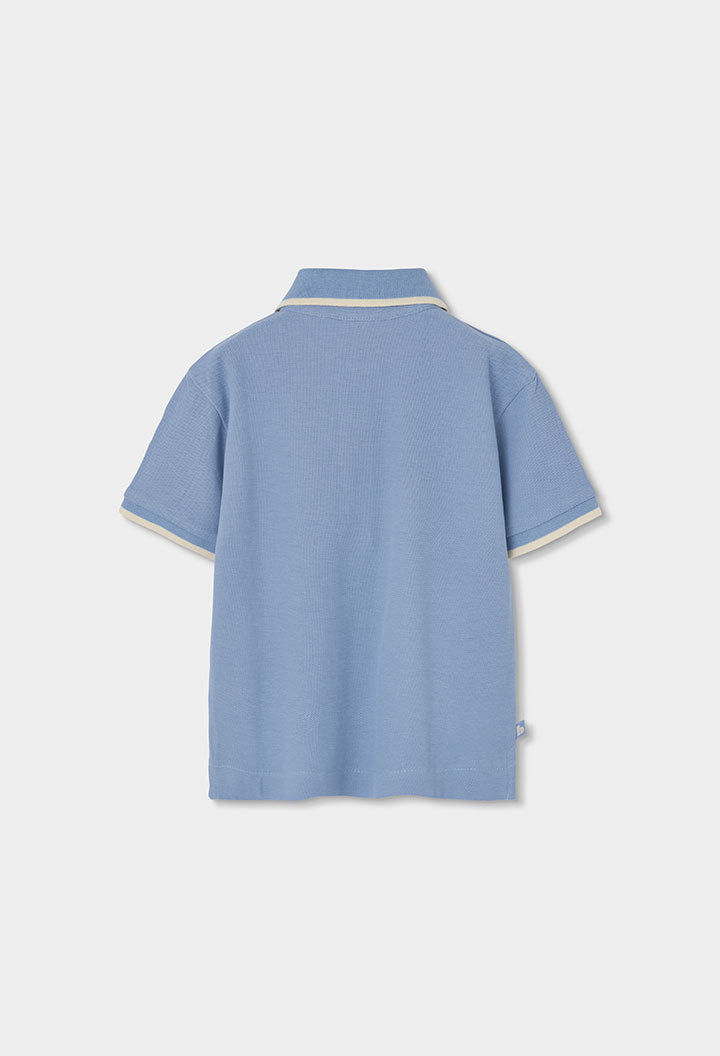 boys blue polo shirt baby toddler back view Boboli