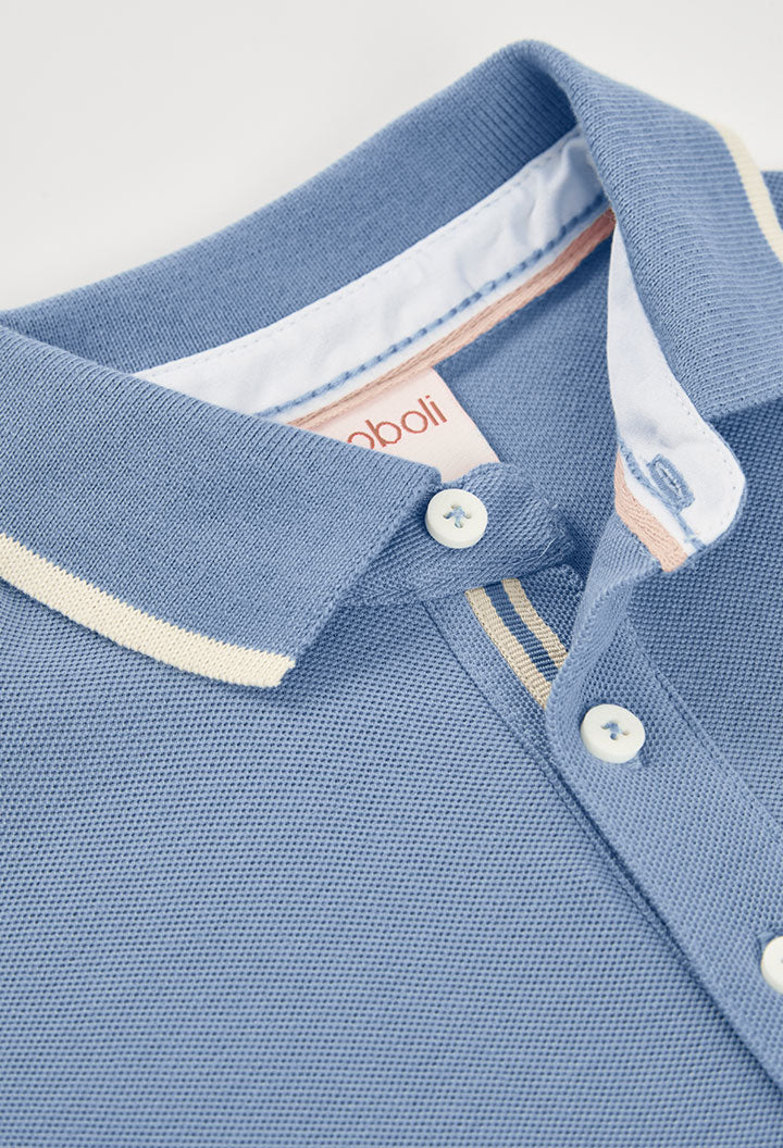 Boboli boys polo shirt collar detail contrast trim blue