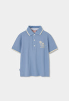 Boboli boys blue polo shirt baby toddler cotton pique front
