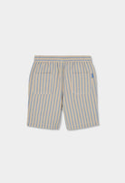 Boboli boys striped Bermuda shorts blue beige back view