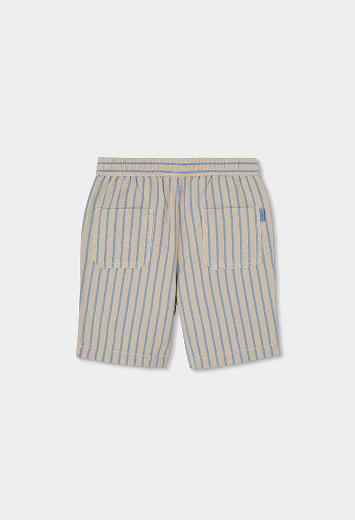 Boboli boys striped Bermuda shorts blue beige back view