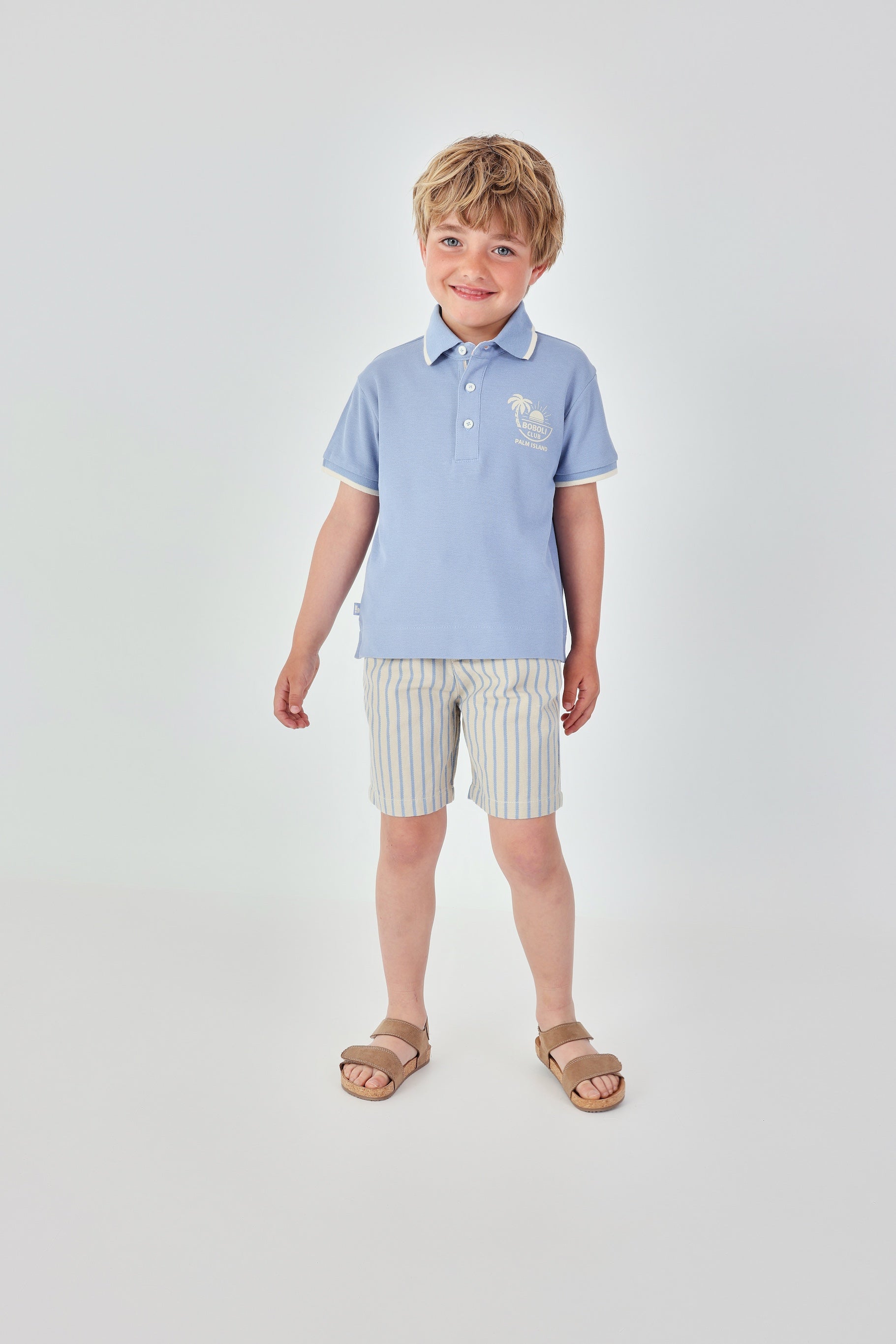 boys summer outfit baby toddler striped linen shorts Boboli