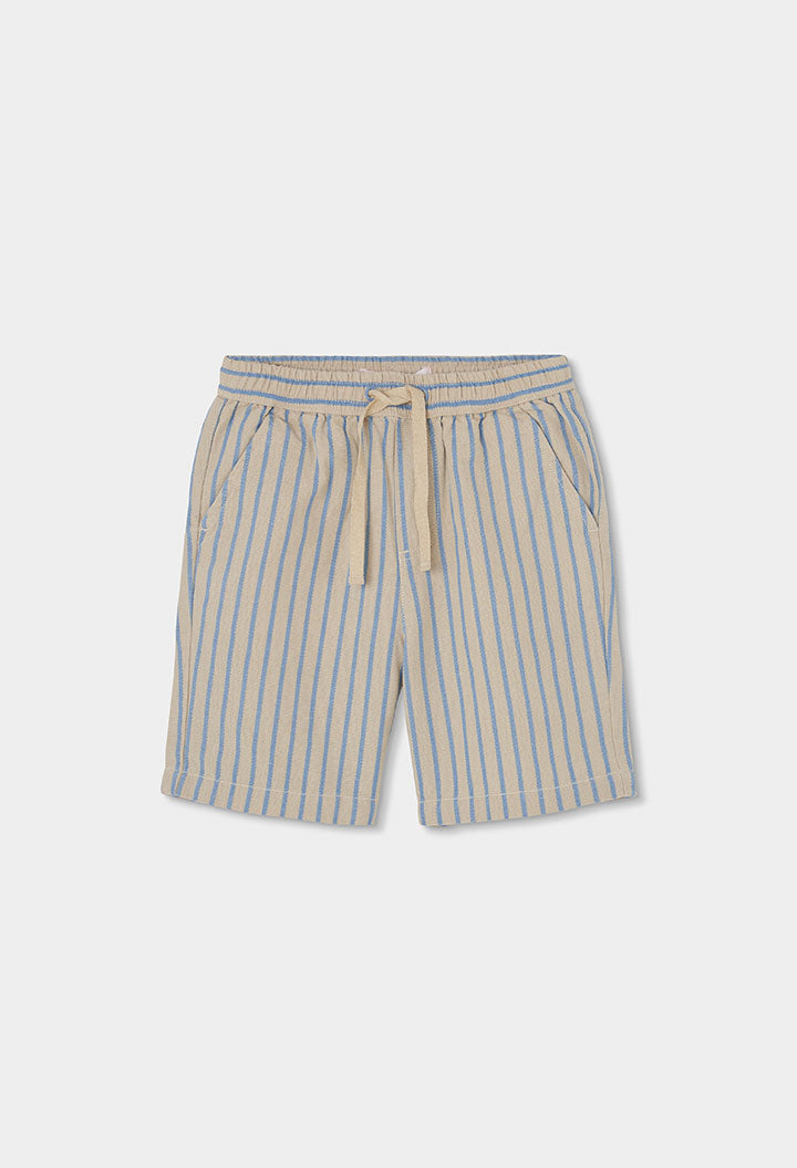 Boboli boys striped linen shorts baby toddler blue beige front