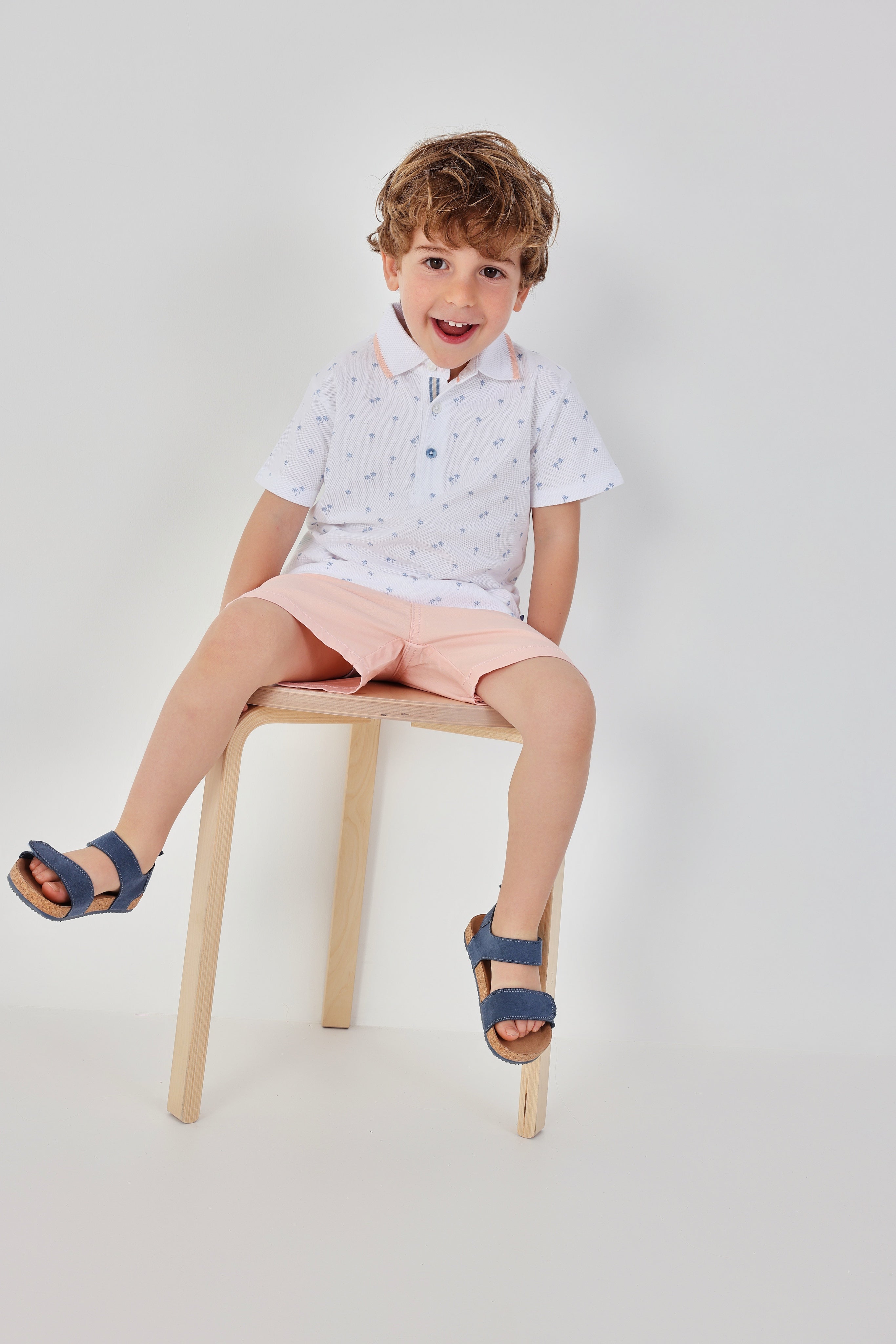 boys white polo shirt for baby or toddler with matching salmon shorts