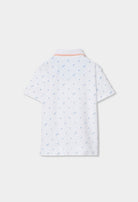 Boboli boys white polo shirt baby toddler back view palm print