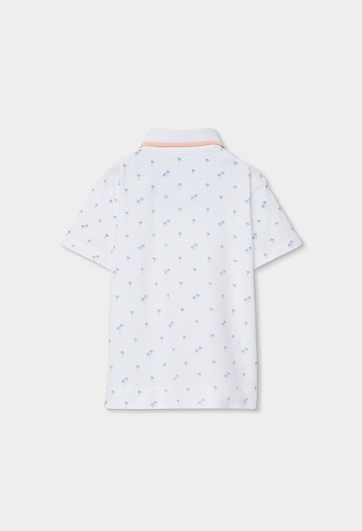 Boboli boys white polo shirt baby toddler back view palm print