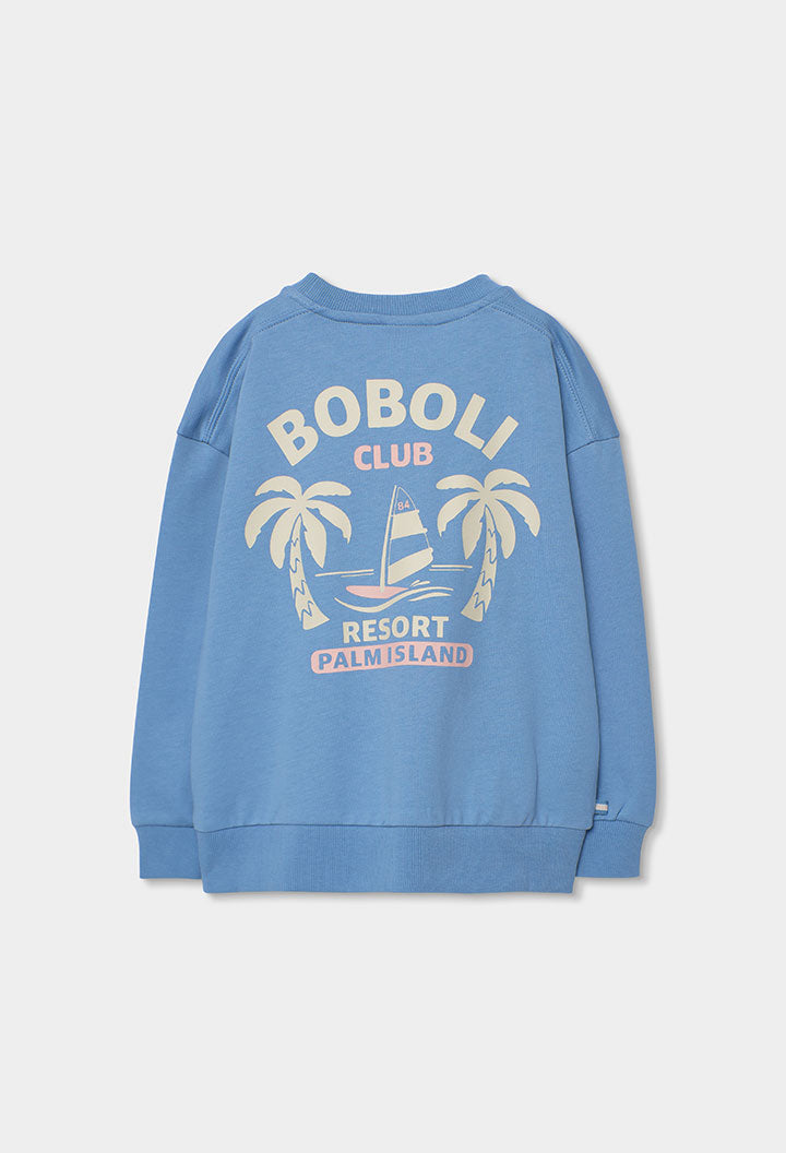 Boboli boys blue sweatshirt Palm Island back print detail