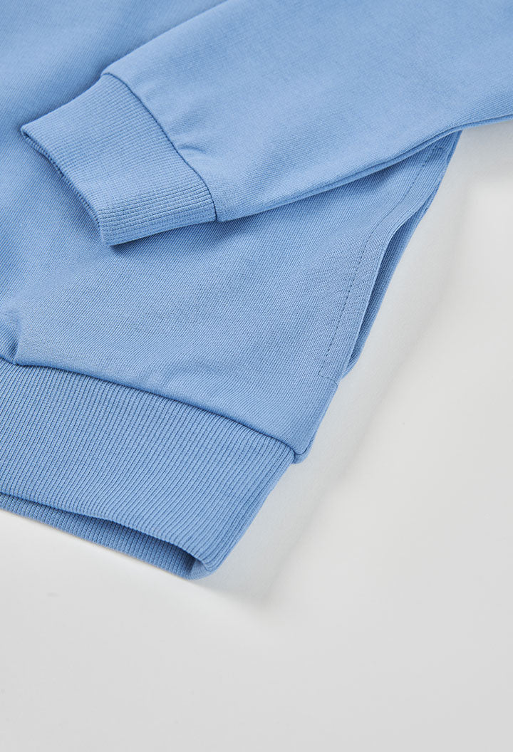 boys blue sweatshirt baby toddler cuff and hem detail
