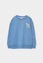 Boboli boys blue graphic sweatshirt baby toddler front view