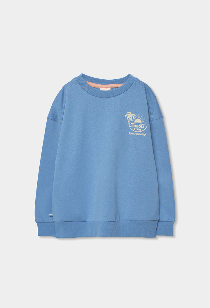 Boboli boys blue graphic sweatshirt baby toddler front view