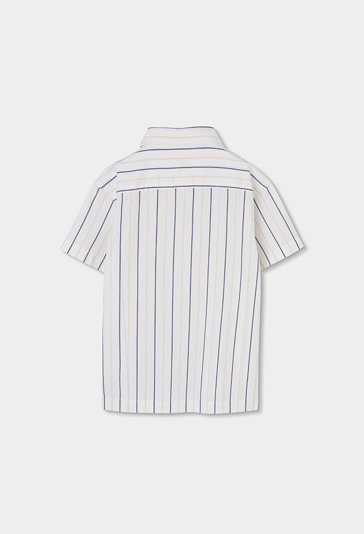 Boboli boys white striped shirt back view short sleeve
