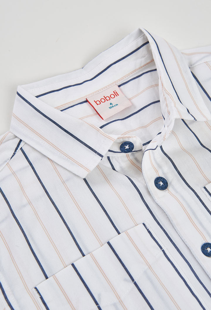 Boboli boys striped shirt collar and button detail close up