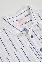 Boboli boys striped shirt collar and button detail close up