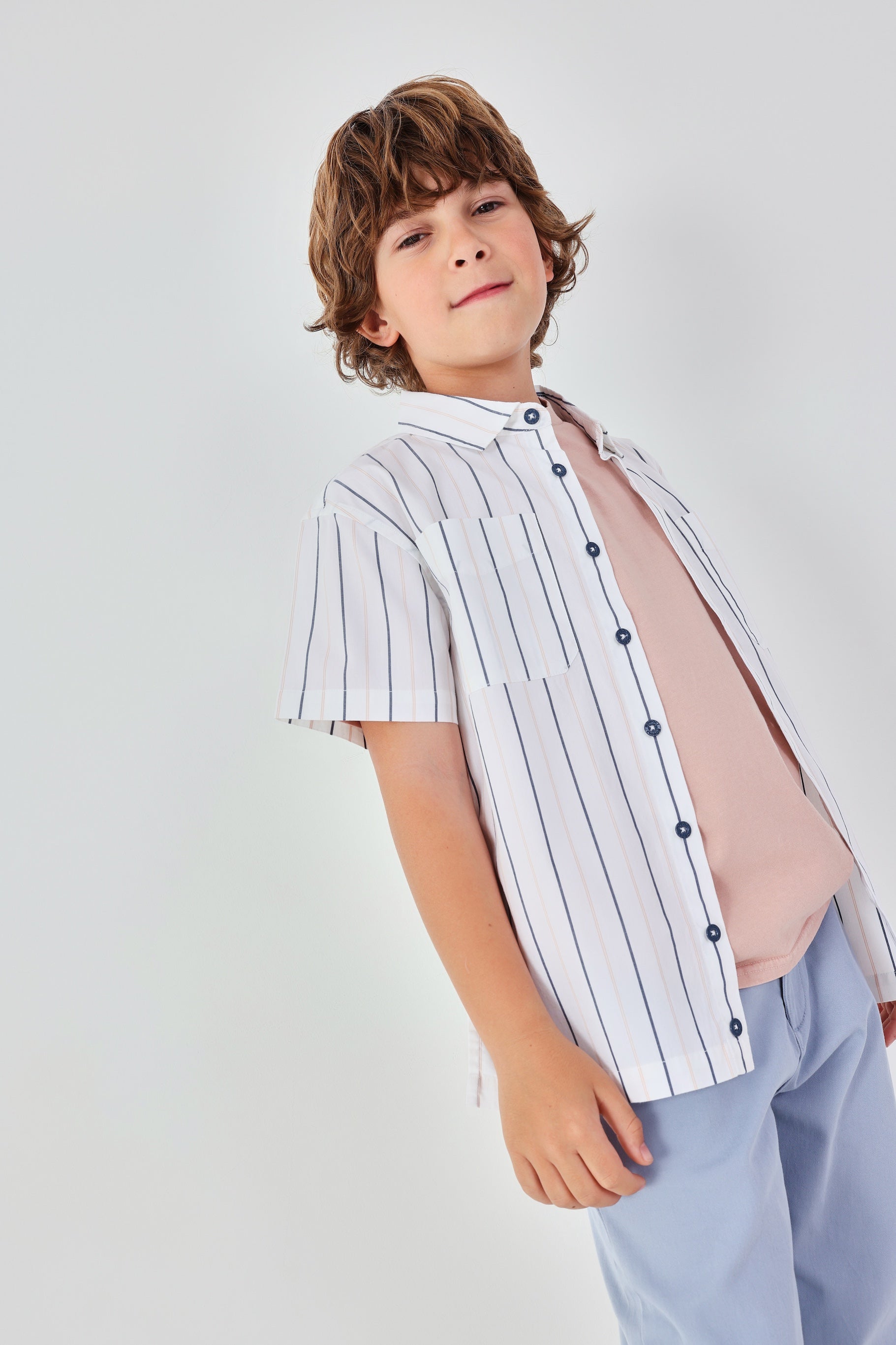 boys white striped shirt occasion outfit styled look