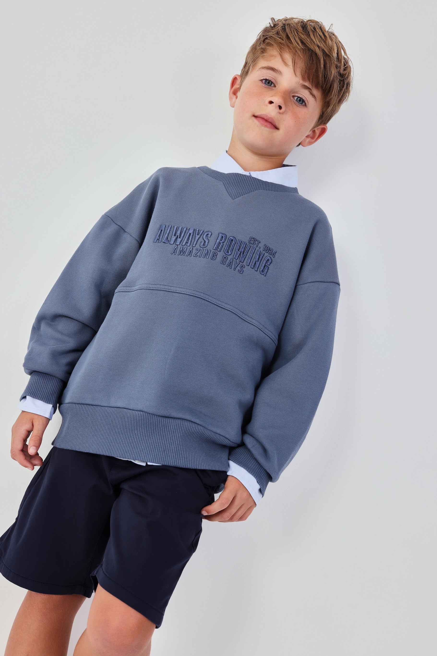 Boboli boys navy shorts button and waistband detail