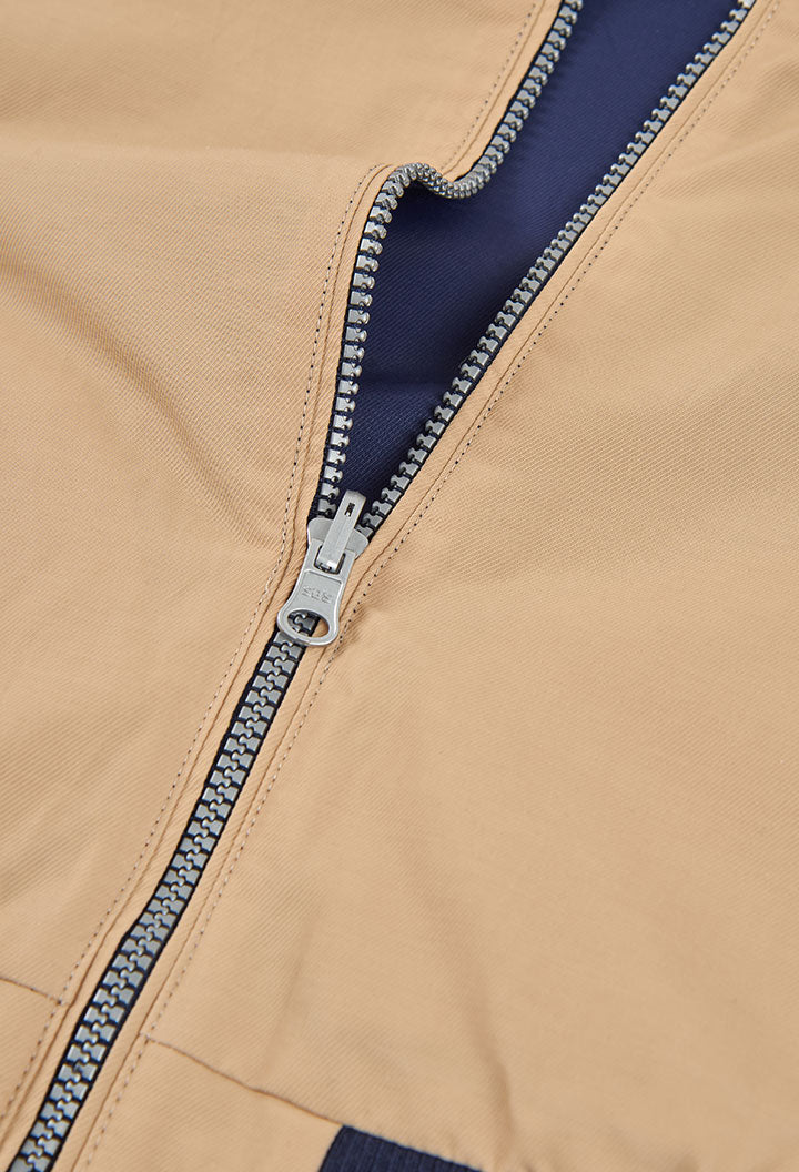 Boboli beige bomber jacket zip detail close up