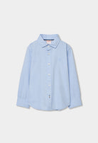 Boboli boys oxford shirt sky blue front view