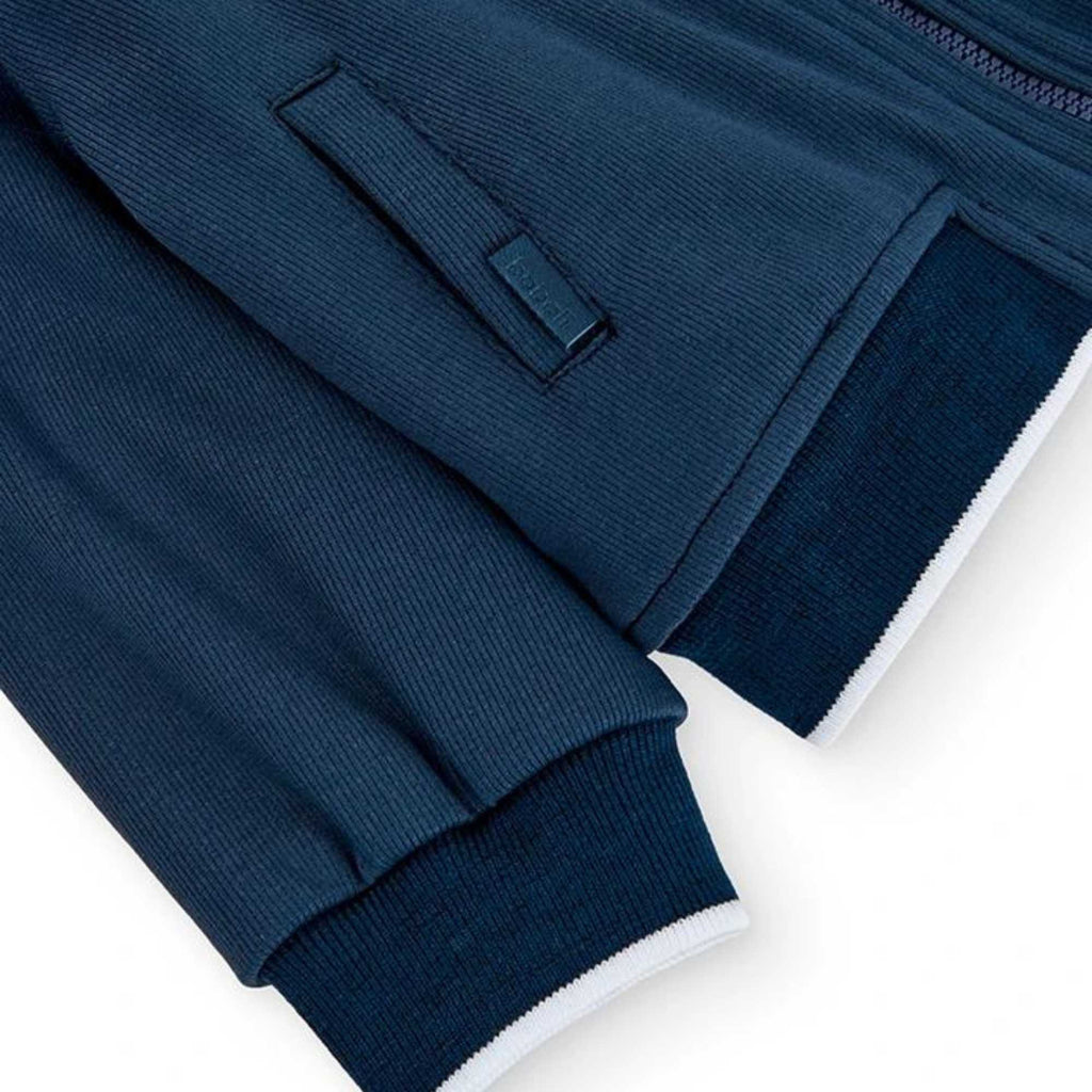 Boboli Boys Navy Knit Bomber Style Jacket With Elasticated Cuffs
