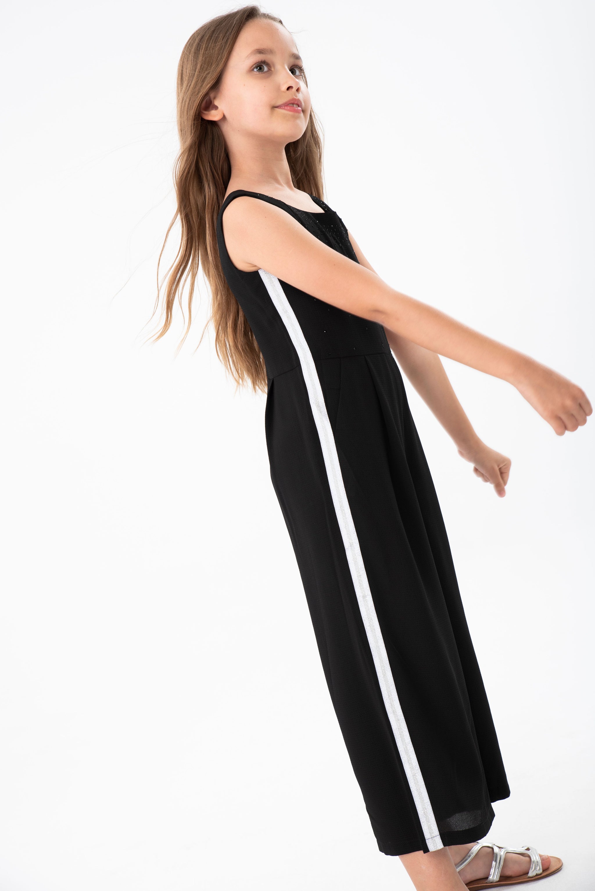 Girls black and white jumpsuit online